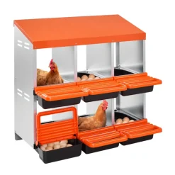 VEVOR 2 Tiers Chicken Nesting Boxes, 6 Compartments, Metal Egg Laying Boxes with Protective Collection Lids, Roll Out Nesting Box, Easy to Assemble, Ideal for Hens, Ducks, Chickens, and Other Poultry