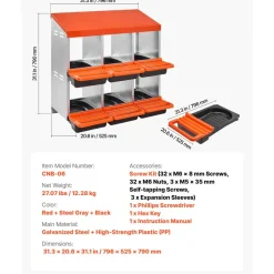 VEVOR 2 Tiers Chicken Nesting Boxes, 6 Compartments, Metal Egg Laying Boxes with Protective Collection Lids, Roll Out Nesting Box, Easy to Assemble, Ideal for Hens, Ducks, Chickens, and Other Poultry