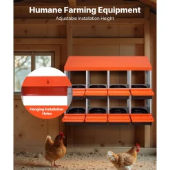 VEVOR 2 Tiers Chicken Nesting Boxes, 8 Compartments, Metal Egg Laying Boxes with Protective Collection Lids, Roll Out Nesting Box, Easy to Assemble, Ideal for Hens, Ducks, Chickens, and Other Poultry