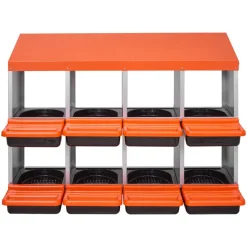 VEVOR 2 Tiers Chicken Nesting Boxes, 8 Compartments, Metal Egg Laying Boxes with Protective Collection Lids, Roll Out Nesting Box, Easy to Assemble, Ideal for Hens, Ducks, Chickens, and Other Poultry