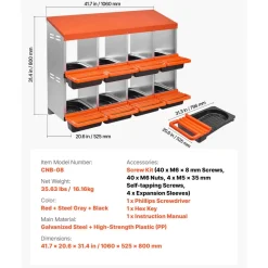 VEVOR 2 Tiers Chicken Nesting Boxes, 8 Compartments, Metal Egg Laying Boxes with Protective Collection Lids, Roll Out Nesting Box, Easy to Assemble, Ideal for Hens, Ducks, Chickens, and Other Poultry