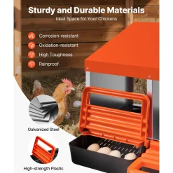 VEVOR 2 Tiers Chicken Nesting Boxes, 8 Compartments, Metal Egg Laying Boxes with Protective Collection Lids, Roll Out Nesting Box, Easy to Assemble, Ideal for Hens, Ducks, Chickens, and Other Poultry