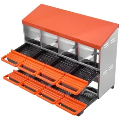 VEVOR 2 Tiers Chicken Nesting Boxes, 8 Compartments, Metal Egg Laying Boxes with Protective Collection Lids, Roll Out Nesting Box, Easy to Assemble, Ideal for Hens, Ducks, Chickens, and Other Poultry