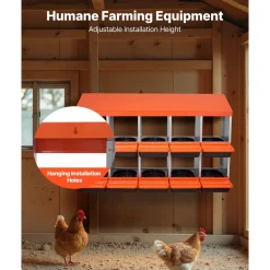 VEVOR 2 Tiers Chicken Nesting Boxes, 10 Compartments, Metal Egg Laying Boxes with Protective Collection Lids, Roll Out Nesting Box, Easy to Assemble, Ideal for Hens, Ducks, Chickens, and Other Poultry