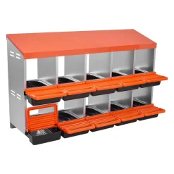 VEVOR 2 Tiers Chicken Nesting Boxes, 10 Compartments, Metal Egg Laying Boxes with Protective Collection Lids, Roll Out Nesting Box, Easy to Assemble, Ideal for Hens, Ducks, Chickens, and Other Poultry