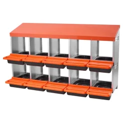 VEVOR 2 Tiers Chicken Nesting Boxes, 10 Compartments, Metal Egg Laying Boxes with Protective Collection Lids, Roll Out Nesting Box, Easy to Assemble, Ideal for Hens, Ducks, Chickens, and Other Poultry