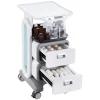 VEVOR 3 Tiers Lab Carts, Lab Utility Cart with 2 Drawers & 1 Top Tray, Mobile Medical Cart with ABS Material, Lab Rolling Cart with 4 Silent Wheels for Lab, Clinic, Hospital, Salon, White