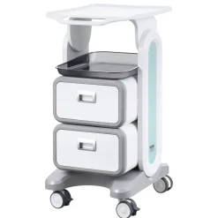 VEVOR 3 Tiers Lab Carts, Lab Utility Cart with 2 Drawers & 1 Top Tray, Mobile Medical Cart with ABS Material, Lab Rolling Cart with 4 Silent Wheels for Lab, Clinic, Hospital, Salon, White