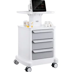 VEVOR 4 Tiers Lab Carts, Lab Utility Cart with 3 Drawers & 1 Top Tray, Mobile Medical Cart with ABS Material, Lab Rolling Cart with 4 Silent Wheels for Lab, Clinic, Hospital, Salon, White