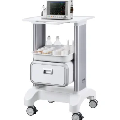 VEVOR 2 Tiers Lab Carts, Lab Utility Cart with 1 Drawer & 1 Top Tray, Mobile Medical Cart with ABS Material, Lab Rolling Cart with 4 Silent Wheels for Lab, Clinic, Hospital, Salon, White