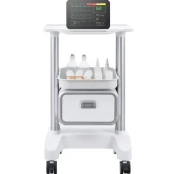 VEVOR 2 Tiers Lab Carts, Lab Utility Cart with 1 Drawer & 1 Top Tray, Mobile Medical Cart with ABS Material, Lab Rolling Cart with 4 Silent Wheels for Lab, Clinic, Hospital, Salon, White