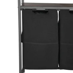 VEVOR 4 Tiers Laundry Sorter, Tall Laundry Hamper with Shelves and Hooks, 2 Section Freestanding Basket Organizer Storage with 600D Oxford Cloth Bags and Ladder Shelves for Dirty Clothes, Bathroom