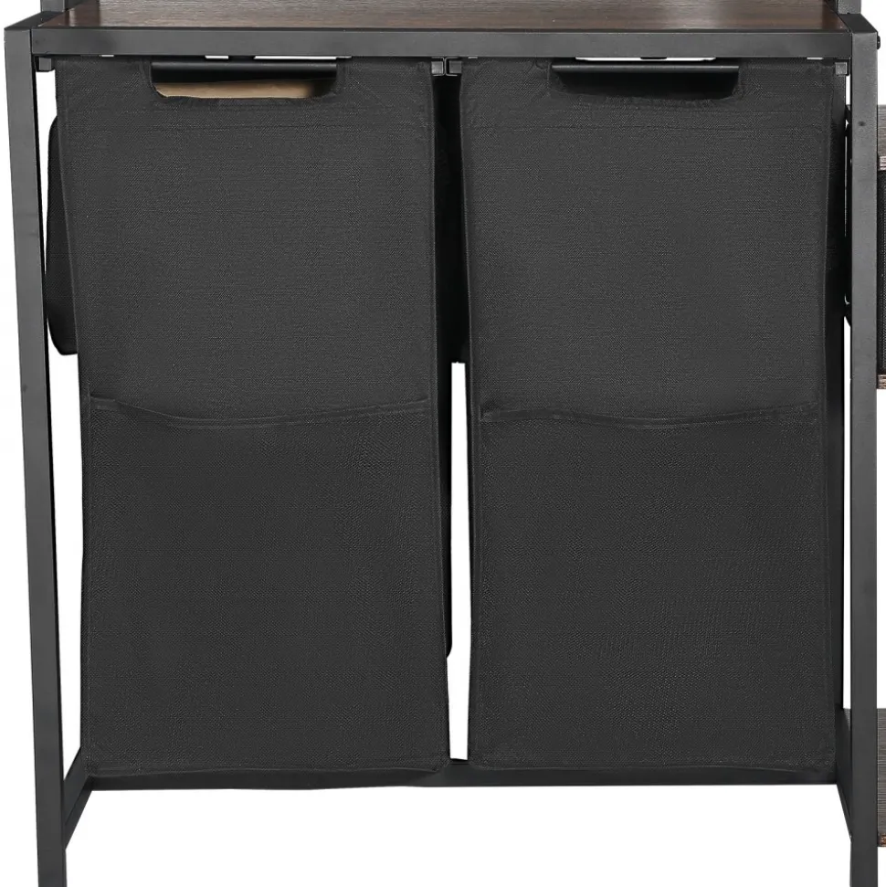 VEVOR 3 Tiers Laundry Sorter with Rack, Tall Laundry Hamper with Shelves and Drawers, 2 Section Freestanding Hanging Rack Storage with 600D Oxford Cloth Bags and Ladder Shelves for Dirty Clothes