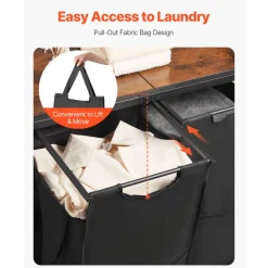 VEVOR 3 Tiers Laundry Sorter with Rack, Tall Laundry Hamper with Shelves and Drawers, 2 Section Freestanding Hanging Rack Storage with 600D Oxford Cloth Bags and Ladder Shelves for Dirty Clothes