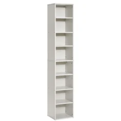 VEVOR 8 Tiers Narrow Bookshelf, 71 in Wooden Tall Open Bookcase with  Height-Adjustable Shelf, Freestanding Display Storage Floor Bookcase Bookshelf for Library, Bedroom, Living Room, Office, White