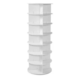 VEVOR 7 Tiers Rotating Shoe Rack Tower, 360° Spinning Shoe Rack, Revolving Storage Round Carousel Display, Freestanding Lazy Susan Organizer Display for Bedroom, Living Room, Entryway, Closet, White