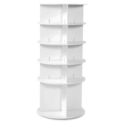 VEVOR 5 Tiers Rotating Shoe Rack Tower, 360° Spinning Shoe Rack, Revolving Storage Round Carousel Display, Freestanding Lazy Susan Organizer Display for Bedroom, Living Room, Entryway, Closet, White