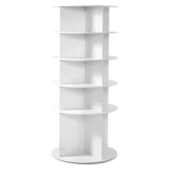 VEVOR 5 Tiers Rotating Shoe Rack Tower, 360° Spinning Shoe Rack, Revolving Storage Round Carousel Display, Freestanding Lazy Susan Organizer Display for Bedroom, Living Room, Entryway, Closet, White