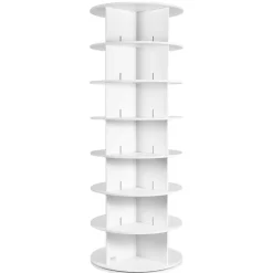 VEVOR 7 Tiers Rotating Shoe Rack Tower, 360°Spinning Shoe Display, Revolving Shoe Rack Storage Round Carousel, Lazy Susan Shoe Rack Organizer, Ideal for Bedroom, Living Room, Entryway, White