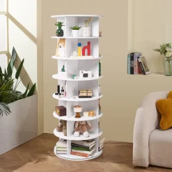 VEVOR 7 Tiers Rotating Shoe Rack Tower, 360°Spinning Shoe Display, Revolving Shoe Rack Storage Round Carousel, Lazy Susan Shoe Rack Organizer, Ideal for Bedroom, Living Room, Entryway, White