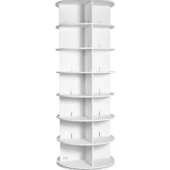 VEVOR 7 Tiers Rotating Shoe Rack Tower, 360°Spinning Shoe Display, Revolving Shoe Rack Storage Round Carousel, Lazy Susan Shoe Rack Organizer, Ideal for Bedroom, Living Room, Entryway, White