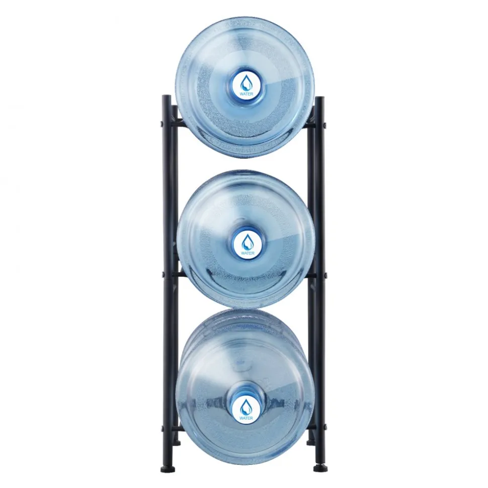 VEVOR 3 Tiers Water Jug Holder, 5 Gallon Water Bottle Holder, Single Row Water Bottle Rack for 3 Bottles, Heavy Duty Water Jug Rack for Kitchen, Office, Living Room, Black