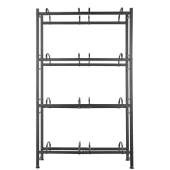VEVOR 4 Tiers Water Jug Holder, 5 Gallon Water Bottle Holder, Double Row Water Bottle Rack for 8 Bottles, Heavy Duty Water Jug Rack for Kitchen, Office, Living Room, Black