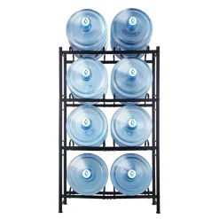 VEVOR 4 Tiers Water Jug Holder, 5 Gallon Water Bottle Holder, Double Row Water Bottle Rack for 8 Bottles, Heavy Duty Water Jug Rack for Kitchen, Office, Living Room, Black