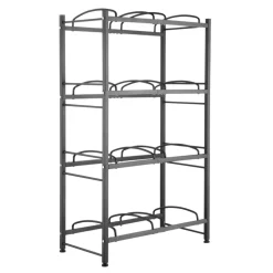 VEVOR 4 Tiers Water Jug Holder, 5 Gallon Water Bottle Holder, Double Row Water Bottle Rack for 8 Bottles, Heavy Duty Water Jug Rack for Kitchen, Office, Living Room, Black
