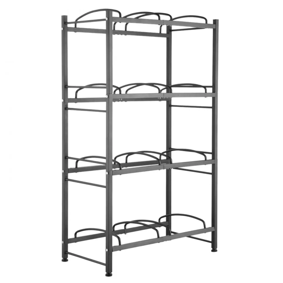 VEVOR 4 Tiers Water Jug Holder, 5 Gallon Water Bottle Holder, Double Row Water Bottle Rack for 8 Bottles, Heavy Duty Water Jug Rack for Kitchen, Office, Living Room, Black