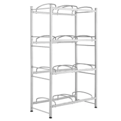 VEVOR 4 Tiers Water Jug Holder, 5 Gallon Water Bottle Holder, Double Row Water Bottle Rack for 8 Bottles, Heavy Duty Water Jug Rack for Kitchen, Office, Living Room, Silver