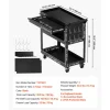 VEVOR 4-Tier Tool Cart with Wheels, 350 lbs Load Capacity, Rolling Work Cart with Drawer & Pegboard, Mechanic Tool Storage Organizer with Locking System for Garage, Warehouse and Repair Shop, Black