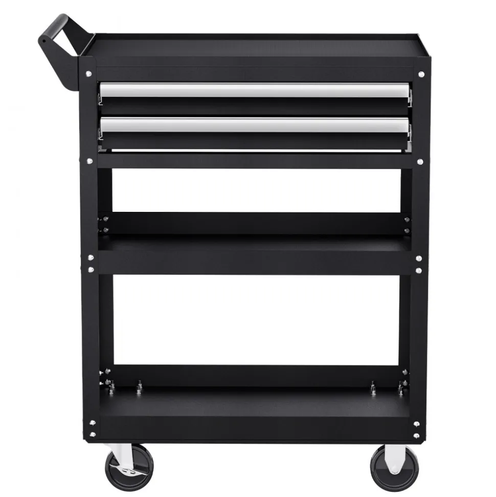 VEVOR 5-Tier Tool Cart with Wheels, 400 lbs Load Capacity, Rolling Work Cart with 2 Drawers & Pegboard, Mechanic Tool Storage Organizer with Locking System for Garage, Warehouse and Repair Shop, Black
