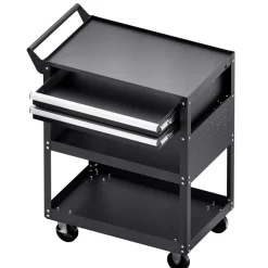 VEVOR 5-Tier Tool Cart with Wheels, 400 lbs Load Capacity, Rolling Work Cart with 2 Drawers & Pegboard, Mechanic Tool Storage Organizer with Locking System for Garage, Warehouse and Repair Shop, Black
