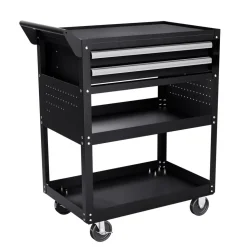 VEVOR 5-Tier Tool Cart with Wheels, 400 lbs Load Capacity, Rolling Work Cart with 2 Drawers & Pegboard, Mechanic Tool Storage Organizer with Locking System for Garage, Warehouse and Repair Shop, Black