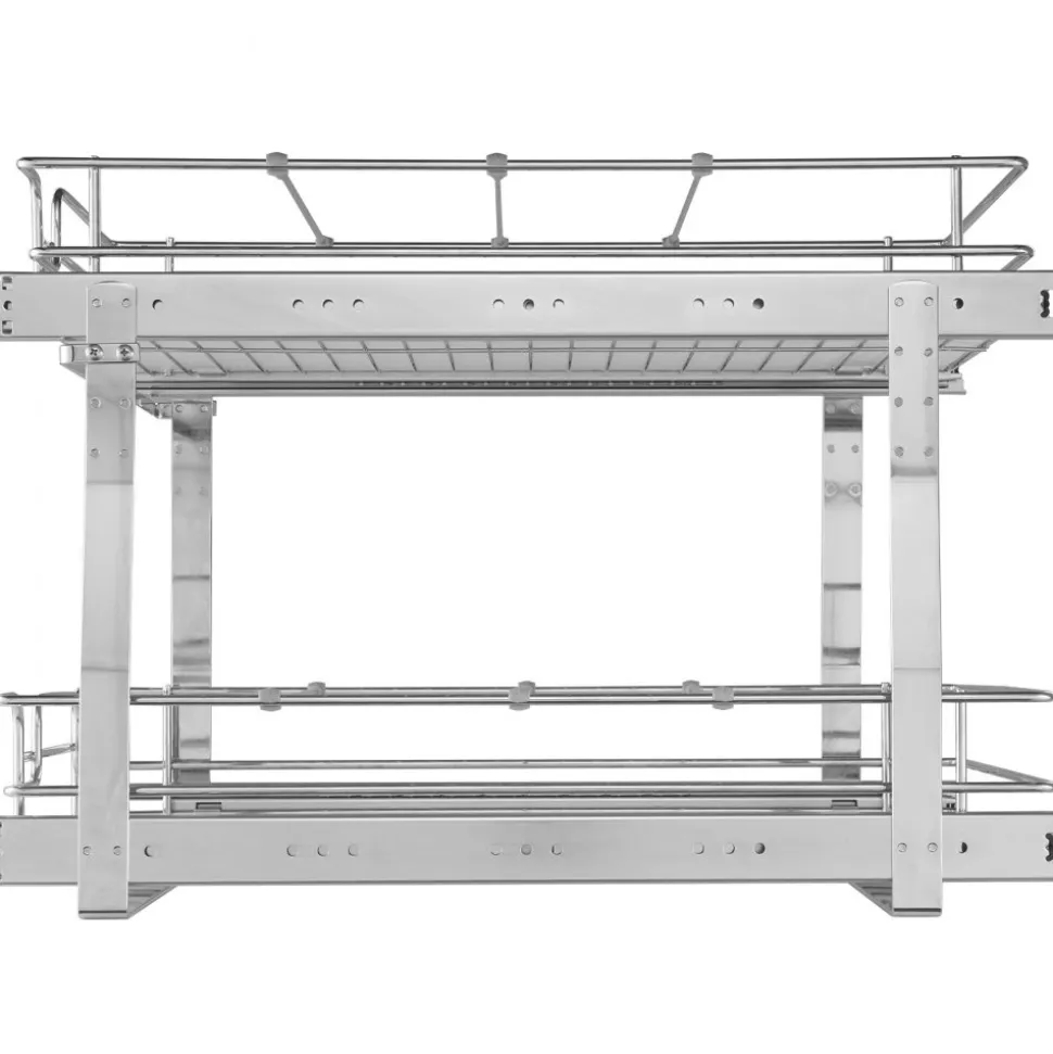 VEVOR 2 Tier 20"Wx21"Dx15"H Pull Out Cabinet Organizer, Heavy Duty Slide Out Pantry Shelves, Steel Roll Out Drawers, Sliding Drawer Storage for Home, 21.5"Wx22"Dx18"H Install Size for Cabinet
