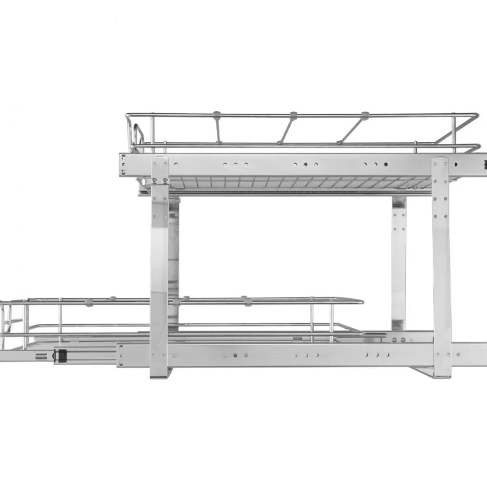 VEVOR 2 Tier 20"Wx21"Dx15"H Pull Out Cabinet Organizer, Heavy Duty Slide Out Pantry Shelves, Steel Roll Out Drawers, Sliding Drawer Storage for Home, 21.5"Wx22"Dx18"H Install Size for Cabinet