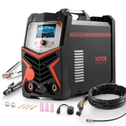 VEVOR TIG Welder, 225A 6-In-1 Aluminum Welding Machine (Large LED Display)- AC TIG/DC TIG/AC Pulse TIG/DC Pulse TIG/Spot TIG/MMA(Stick), 110&220V Dual Voltage Electric Welder with IGBT Inverter