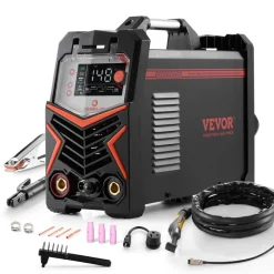 VEVOR TIG Welder, 205A 3-In-1 Welding Machine (Large LED Display)- DC TIG/DC Pulse TIG/MMA(Stick), 110&220V Dual Voltage Electric Welder with IGBT Inverter High-Frequency Start