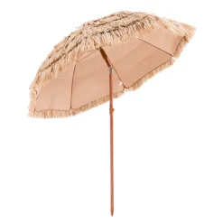 VEVOR Tiki Umbrella, 6 ft Thatched Patio Umbrella with Tilt, Hawaiian Style Beach Parasol with Durable PP Thatch and 8 Metal Ribs, Grass Pool Umbrellas for Beach, Patio, Poolside, Backyard & Garden