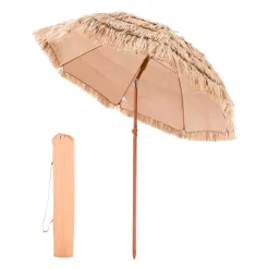 VEVOR Tiki Umbrella, 6 ft Thatched Patio Umbrella with Tilt, Hawaiian Style Beach Parasol with Durable PP Thatch and 8 Metal Ribs, Grass Pool Umbrellas for Beach, Patio, Poolside, Backyard & Garden