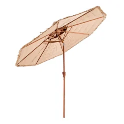 VEVOR Tiki Umbrella, 9 ft Thatched Patio Umbrella with Tilt, 2-Tier Hawaiian Style Beach Parasol with PP Thatch and 8 Metal Ribs, Grass Pool Umbrellas for Beach, Patio, Poolside, Backyard & Garden