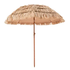 VEVOR Tiki Umbrella, 6.5 ft Thatched Patio Umbrella with Tilt, Hawaiian Style Beach Parasol with Durable PP Thatch and 8 Metal Ribs, Grass Pool Umbrellas for Beach, Patio, Poolside, Backyard & Garden