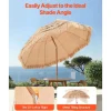 VEVOR Tiki Umbrella, 9 ft Thatched Patio Umbrella with Tilt, Hawaiian Style Beach Parasol with Durable PP Thatch and 8 Metal Ribs, Grass Pool Umbrellas for Beach, Patio, Poolside, Backyard & Garden