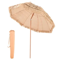 VEVOR Tiki Umbrella, 9 ft Thatched Patio Umbrella with Tilt, Hawaiian Style Beach Parasol with Durable PP Thatch and 8 Metal Ribs, Grass Pool Umbrellas for Beach, Patio, Poolside, Backyard & Garden