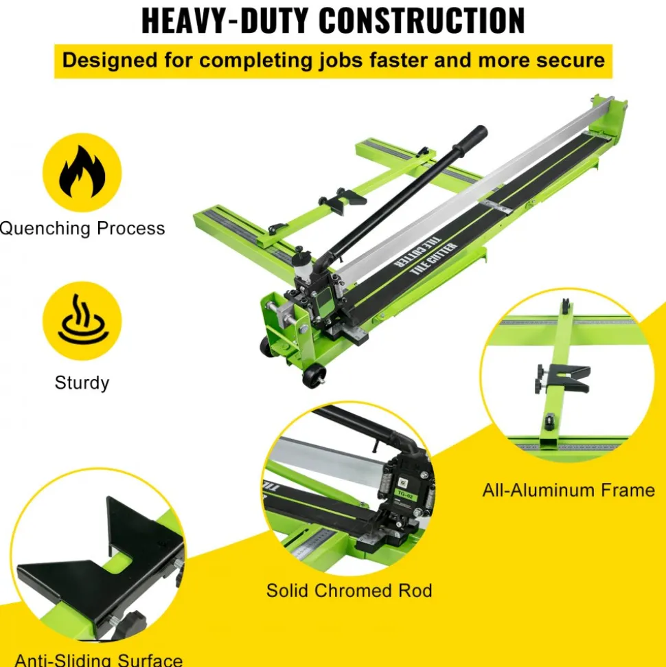 VEVOR Tile Cutter 47 Inch, Manual Tile Cutter All-Steel Frame,Tile Cutting Machine with Laser Guide and Bonus Spare Cutter,Tile Cutter Hand Tool for Precision Cutting Porcelain Ceramic Floor Tiles