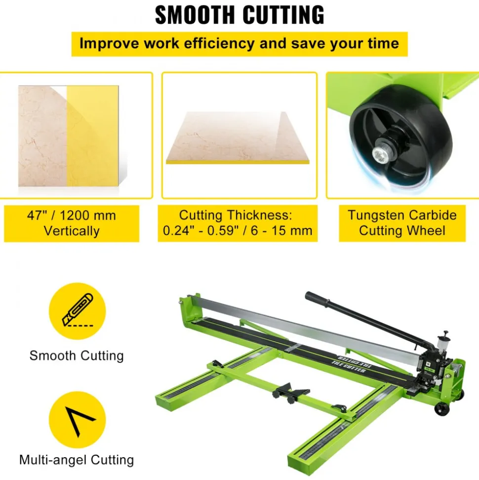 VEVOR Tile Cutter 47 Inch, Manual Tile Cutter All-Steel Frame,Tile Cutting Machine with Laser Guide and Bonus Spare Cutter,Tile Cutter Hand Tool for Precision Cutting Porcelain Ceramic Floor Tiles