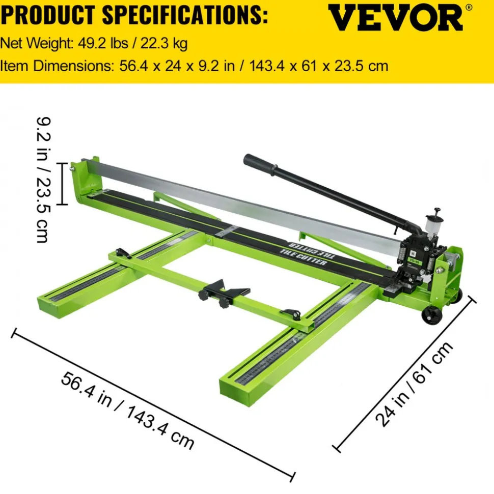 VEVOR Tile Cutter 47 Inch, Manual Tile Cutter All-Steel Frame,Tile Cutting Machine with Laser Guide and Bonus Spare Cutter,Tile Cutter Hand Tool for Precision Cutting Porcelain Ceramic Floor Tiles