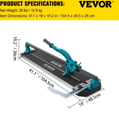 VEVOR Tile Cutter 31 Inch,Manual Tile Cutter Single Rail with Precise Laser Positioning, Alloy Cutter Wheel with Ergonomic Handle, Accurate Rulers, For Large Tile 0.24