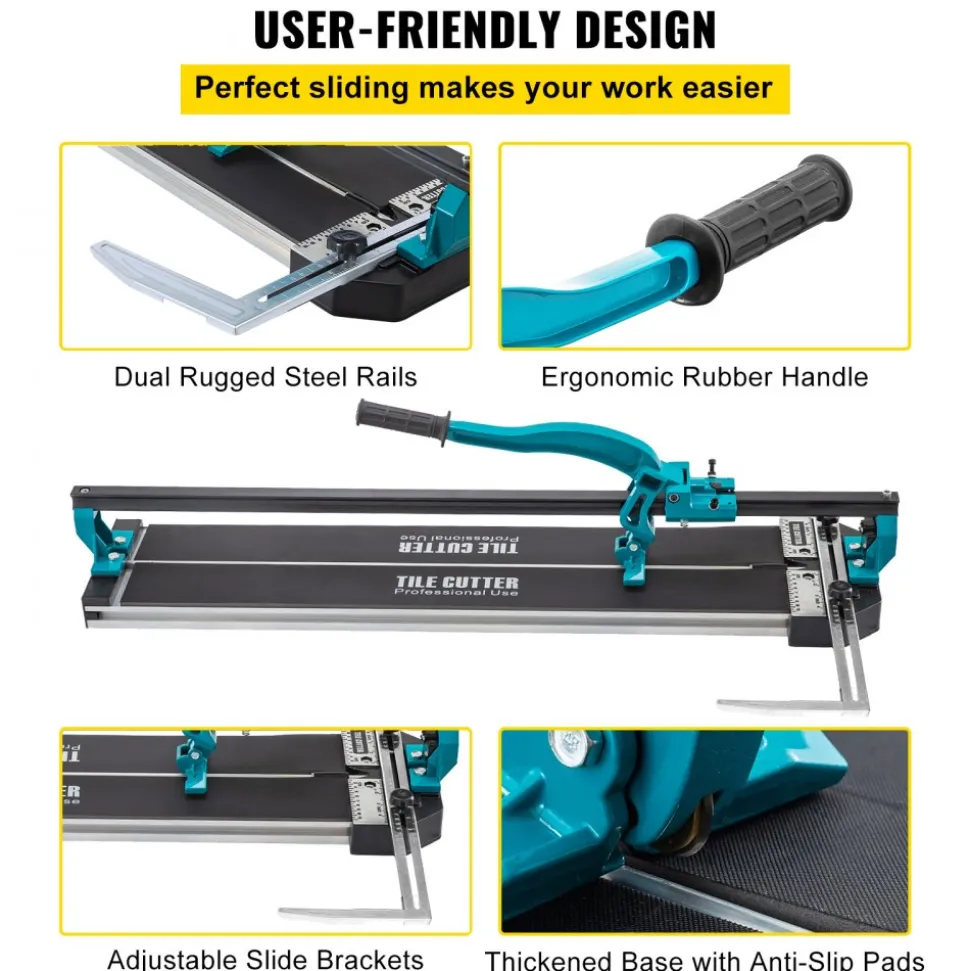 VEVOR Tile Cutter 31 Inch,Manual Tile Cutter Single Rail with Precise Laser Positioning, Alloy Cutter Wheel with Ergonomic Handle, Accurate Rulers, For Large Tile 0.24"-0.59" Thickness